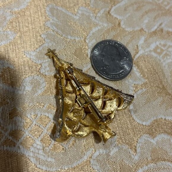 HOLIDAY🎄🎄J.J. JONETTE Brushed Gold Multi-Color Rhinestone Christmas Tree BROOC - Picture 8 of 9